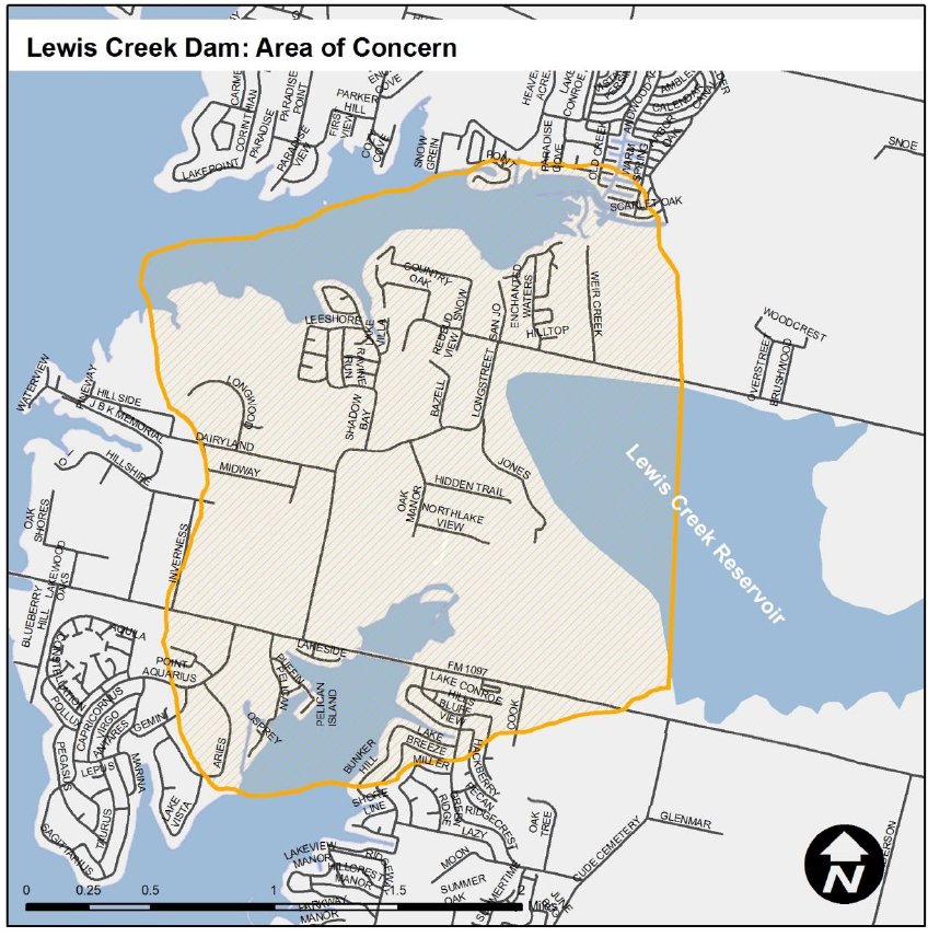 Lewis Creek Dam: Area of Concern